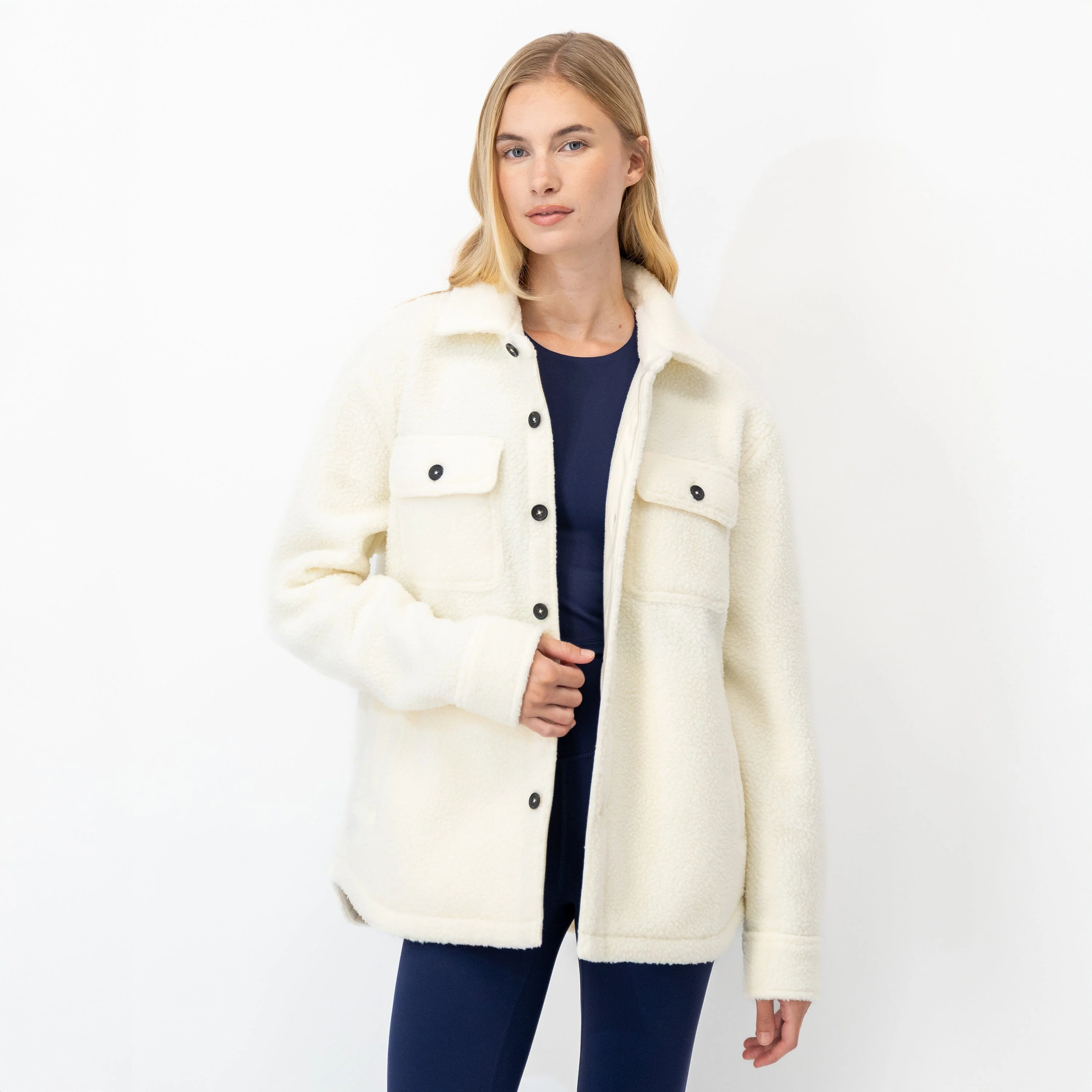 Summit Fleece Shirt Jacket | Solid - Ivory (Women) - Image 2