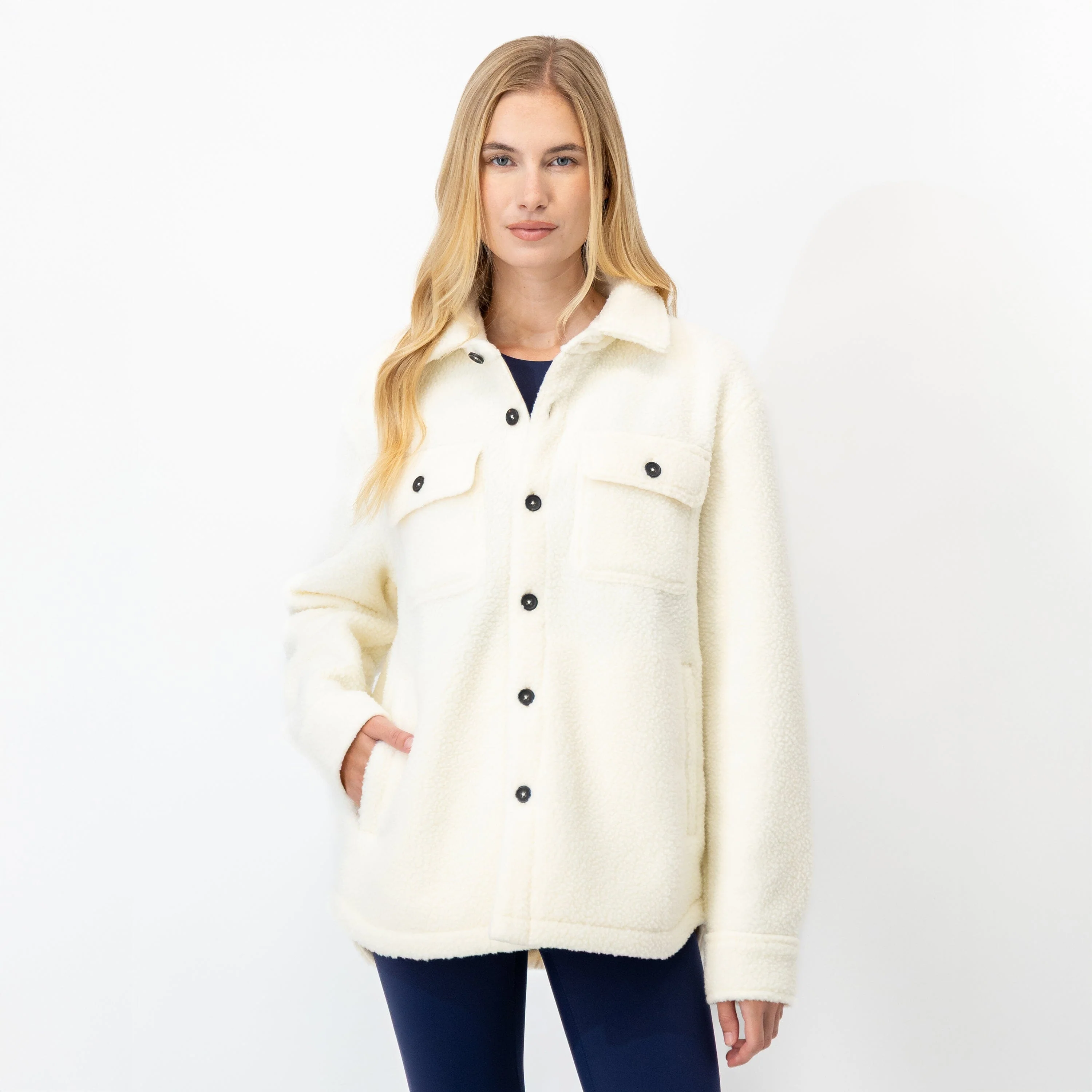 Summit Fleece Shirt Jacket | Solid - Ivory (Women) - Image 5
