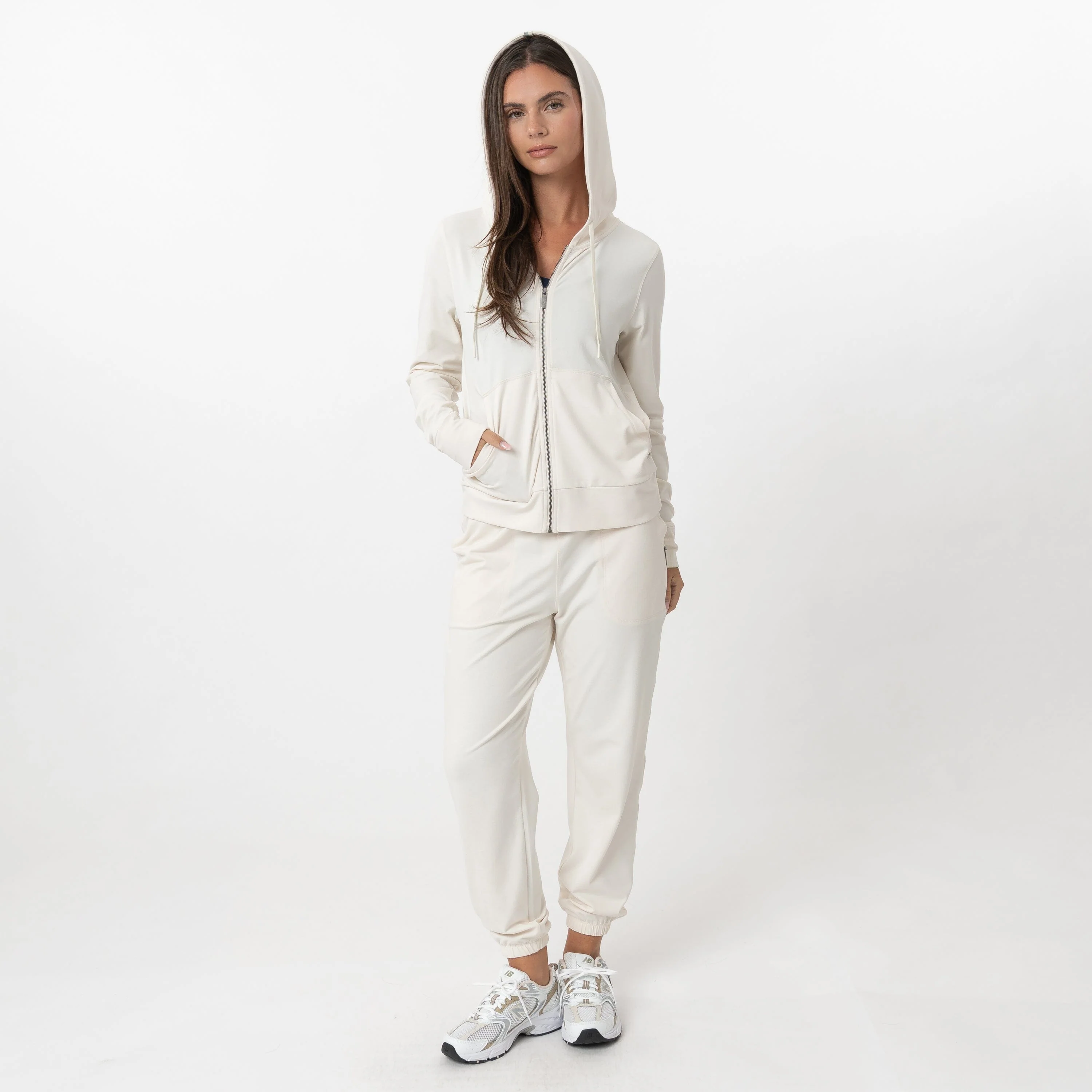 Tempo Full-Zip Hoodie | Heather - Ivory/Parchment White - Image 8