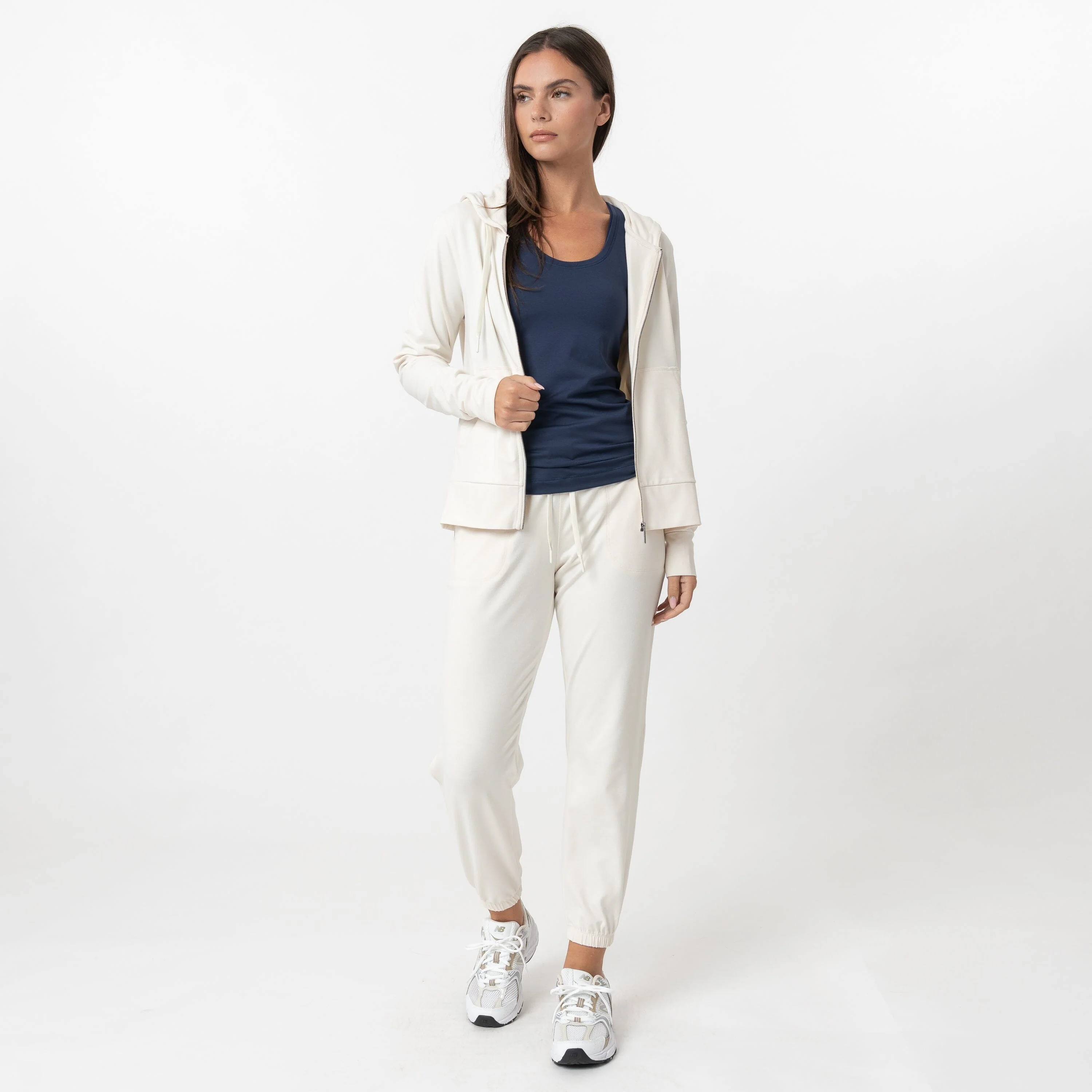Tempo Full-Zip Hoodie | Heather - Ivory/Parchment White - Image 9