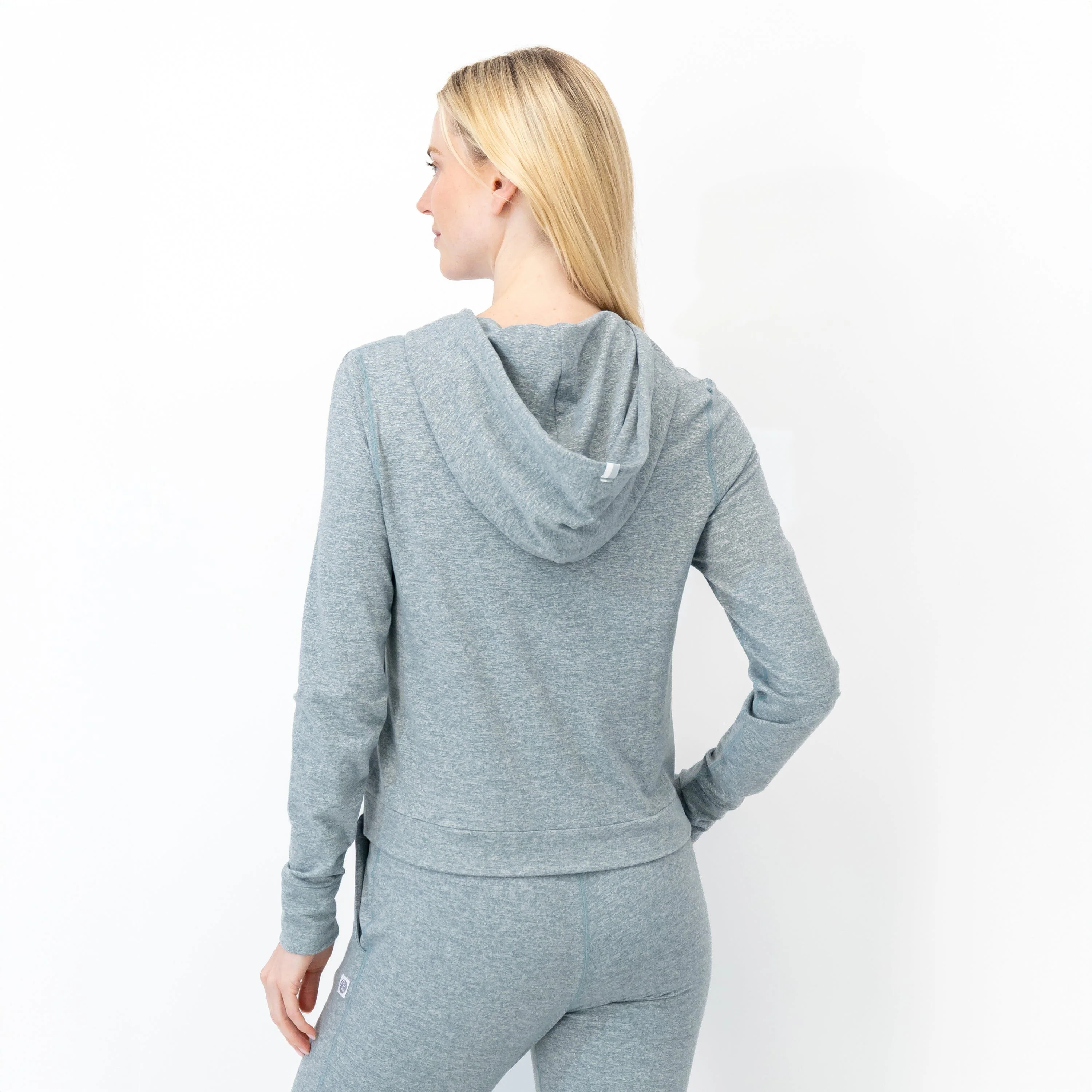 Tempo Performance Hoodie | Heather - Jungle Green/White - Image 2